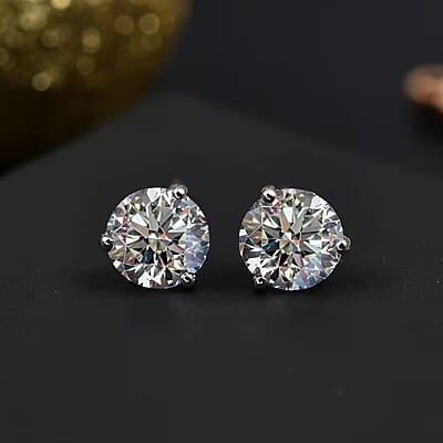 SGL Certified Luxuriant Lab Grown Diamond E-F VS 2.50 ctw Solitaire Stud Earrings in 10K White Gold