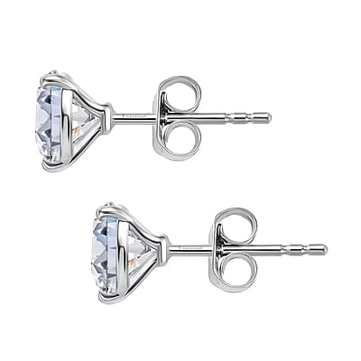 SGL Certified Luxuriant Lab Grown Diamond E-F VS 2.50 ctw Solitaire Stud Earrings in 10K White Gold