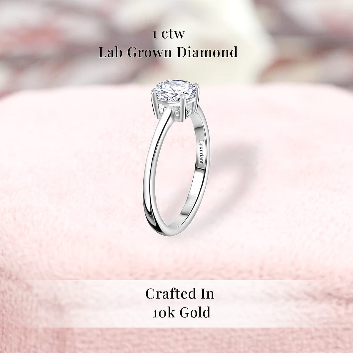 Luxuriant Lab Grown Diamond E-F VS 1.00 ctw Solitaire Ring in 10K White Gold (Size 9.0) image number 2