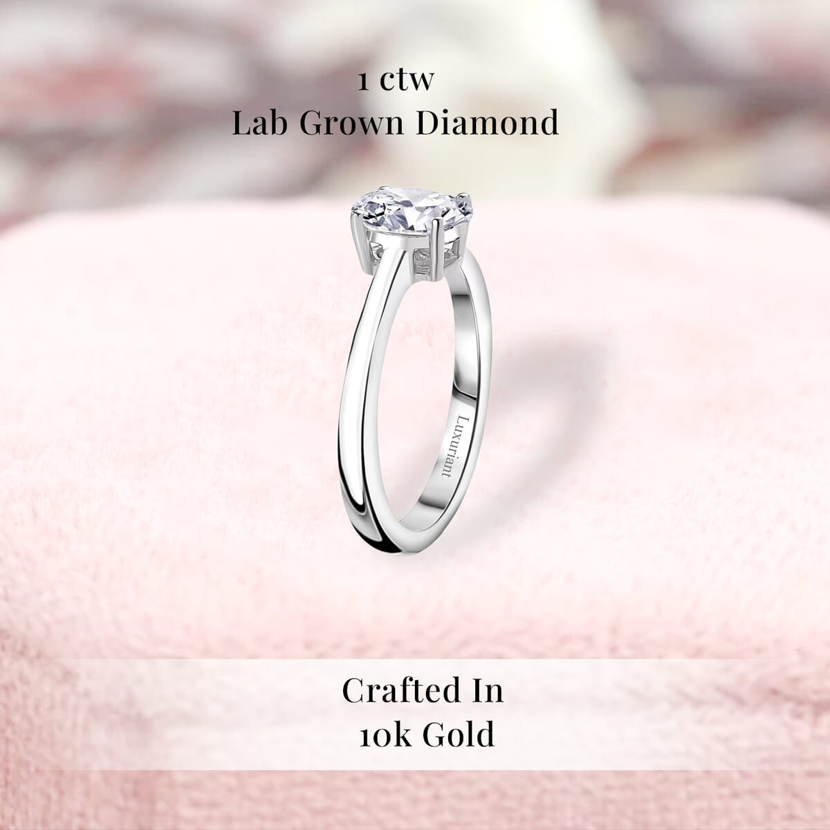 Luxuriant Lab Grown Diamond E-F VS 1.00 ctw Solitaire Ring in 10K White Gold (Size 10.0) image number 2