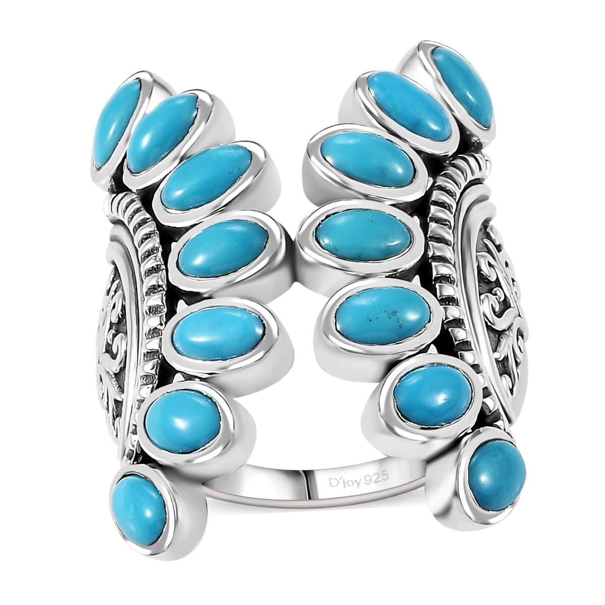 Artisan Crafted Sleeping Beauty Turquoise 3.90 ctw Ring in Black Oxidized Sterling Silver (Size 7.0) image number 0