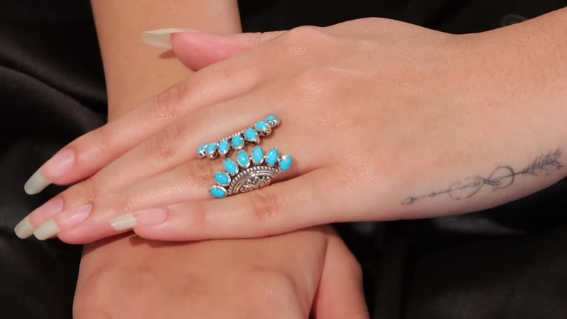 Artisan Crafted Sleeping Beauty Turquoise Ring in Black Oxidized Sterling Silver (Size 10.0) 3.20 ctw