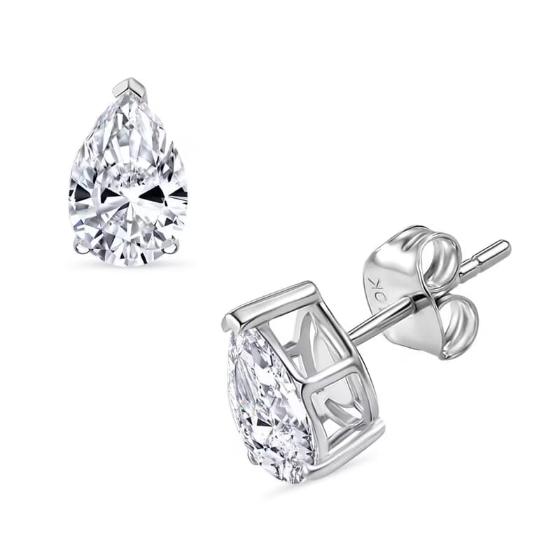 Certified Luxuriant Lab Grown Diamond E-F VS 2.15 ctw Solitaire Stud Earrings in 10K White Gold