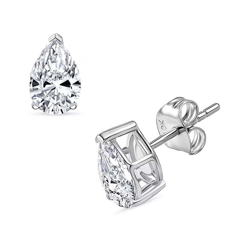Certified Luxuriant Lab Grown Diamond E-F VS 2.15 ctw Solitaire Stud Earrings in 10K White Gold