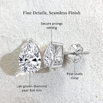 Certified Luxuriant Lab Grown Diamond E-F VS 2.15 ctw Solitaire Stud Earrings in 10K White Gold