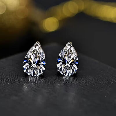 Certified Luxuriant Lab Grown Diamond E-F VS 2.15 ctw Solitaire Stud Earrings in 10K White Gold
