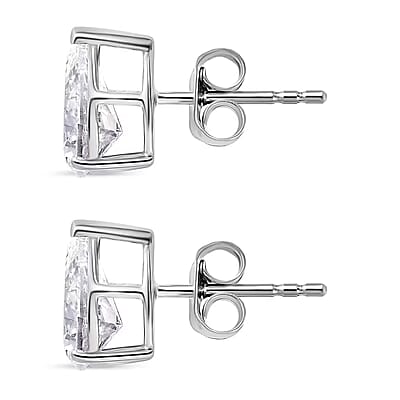 Certified Luxuriant Lab Grown Diamond E-F VS 2.15 ctw Solitaire Stud Earrings in 10K White Gold