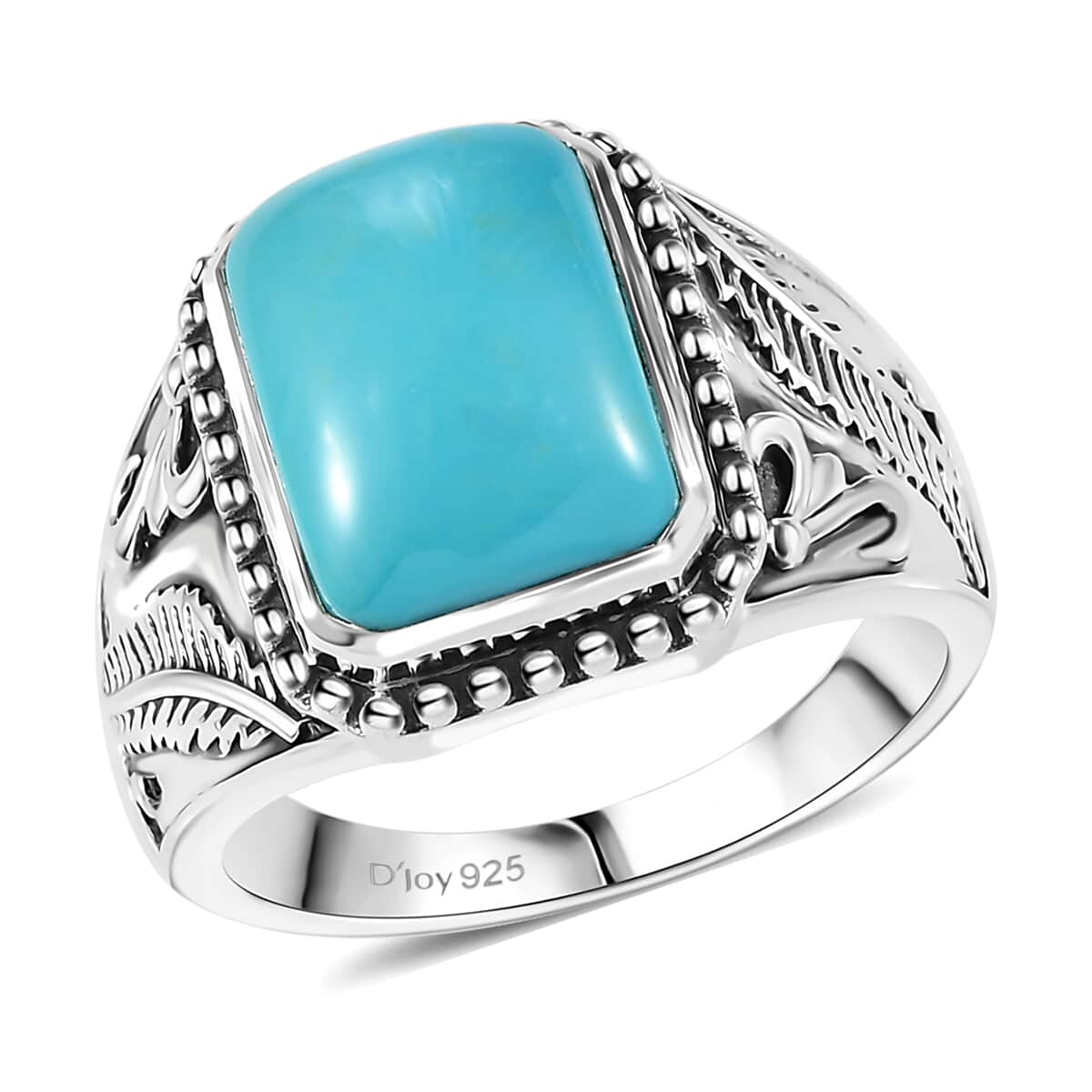 Artisan Crafted Premium Sleeping Beauty Turquoise 5.65 ctw Men's Ring in Black Oxidized Sterling Silver (Size 10.0) image number 0