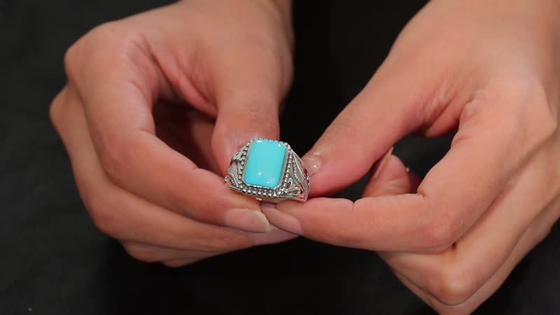 Artisan Crafted Premium Sleeping Beauty Turquoise Ring in Black Oxidized Sterling Silver (Size 10.0) 5.65 ctw