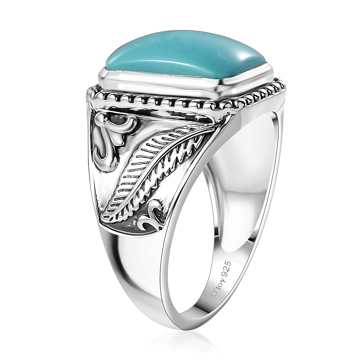 D'Joy Artisan Crafted Premium Sleeping Beauty Turquoise 5.65 ctw Men's Ring in Black Oxidized Sterling Silver (Size 12.0) image number 3