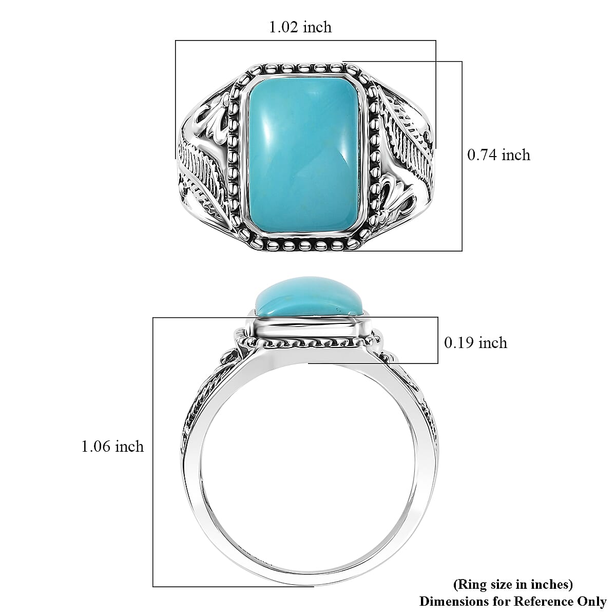 D'Joy Artisan Crafted Premium Sleeping Beauty Turquoise 5.65 ctw Men's Ring in Black Oxidized Sterling Silver (Size 12.0) image number 5