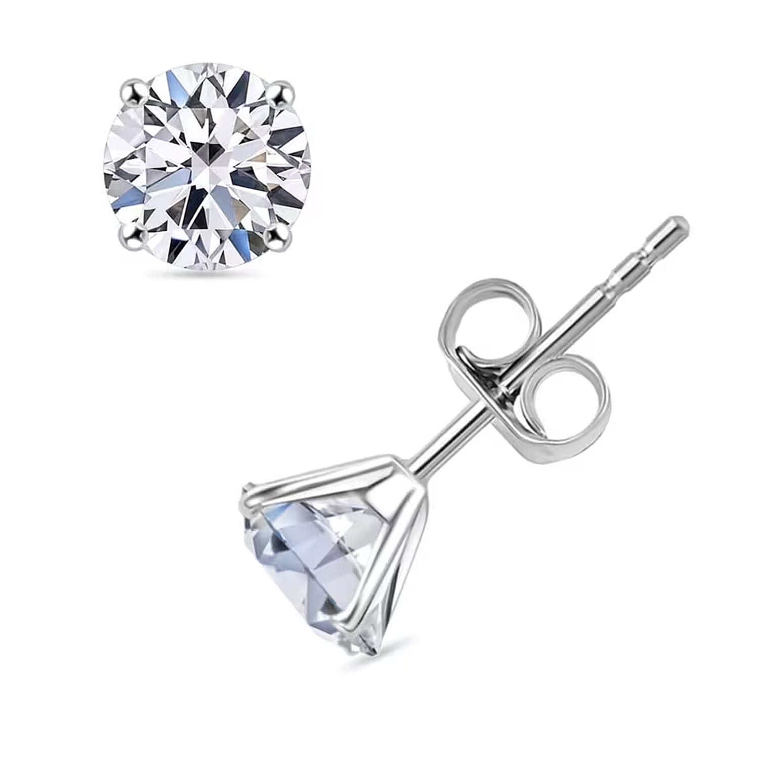 Luxuriant Lab Grown Diamond E-F VS 2.15 ctw Solitaire Stud Earrings in 10K White Gold