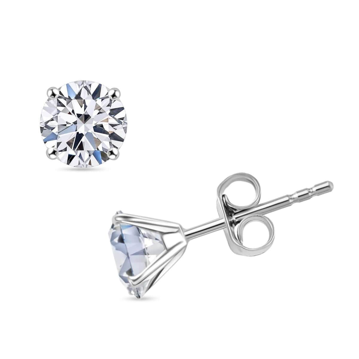 Luxuriant Lab Grown Diamond E-F VS 2.10 ctw Solitaire Stud Earrings in 10K White Gold image number 0