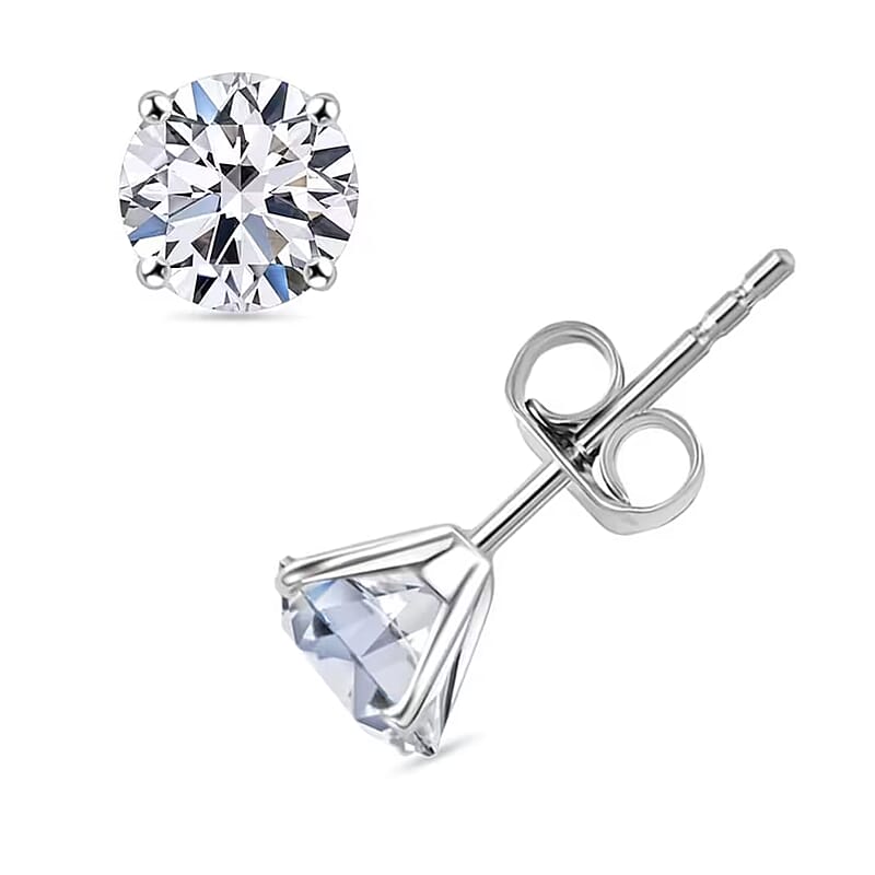 IGI Certified Luxuriant Lab Grown Diamond E-F VS 2.10 ctw Solitaire Stud Earrings in 10K White Gold