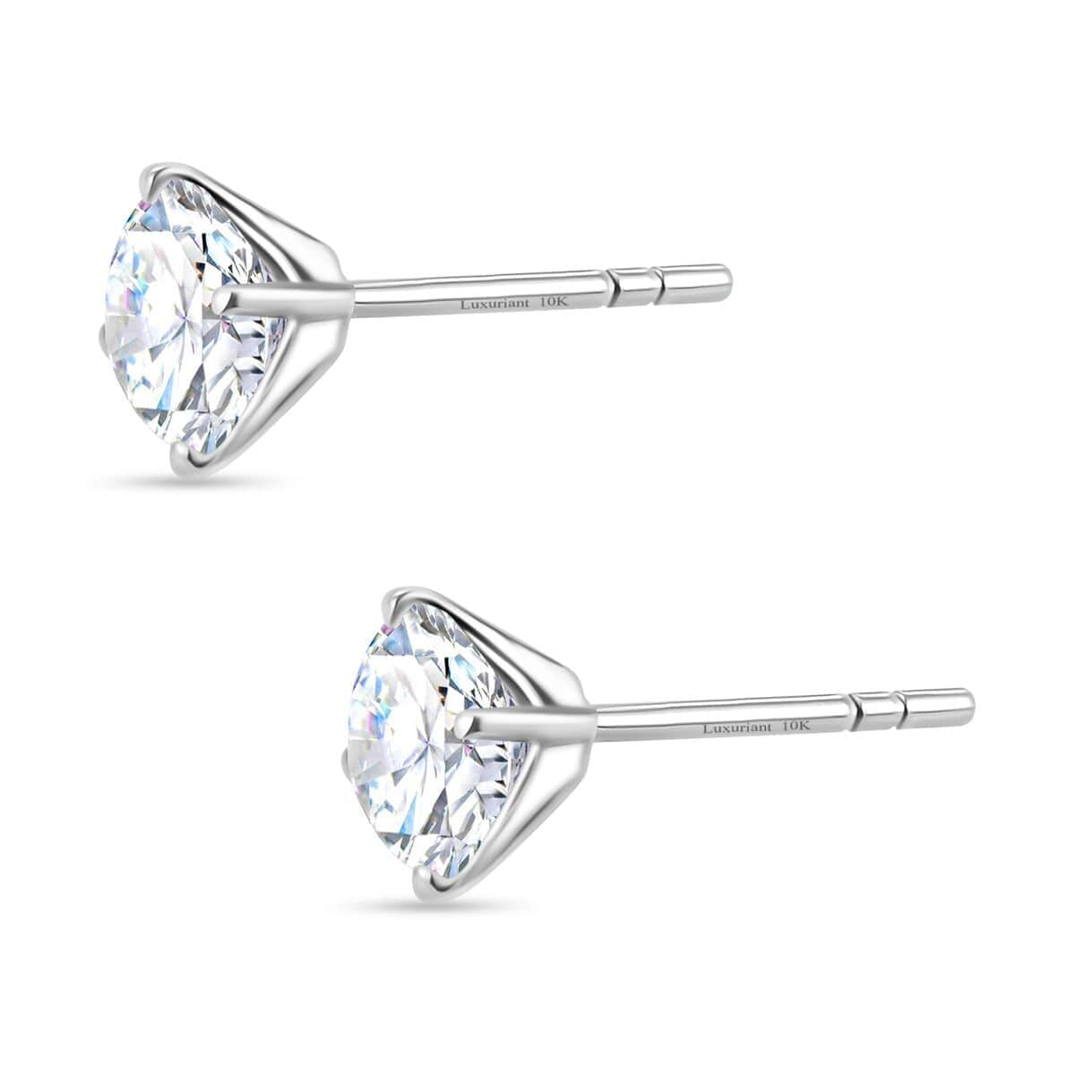 Luxuriant Lab Grown Diamond E-F VS 2.10 ctw Solitaire Stud Earrings in 10K White Gold image number 3