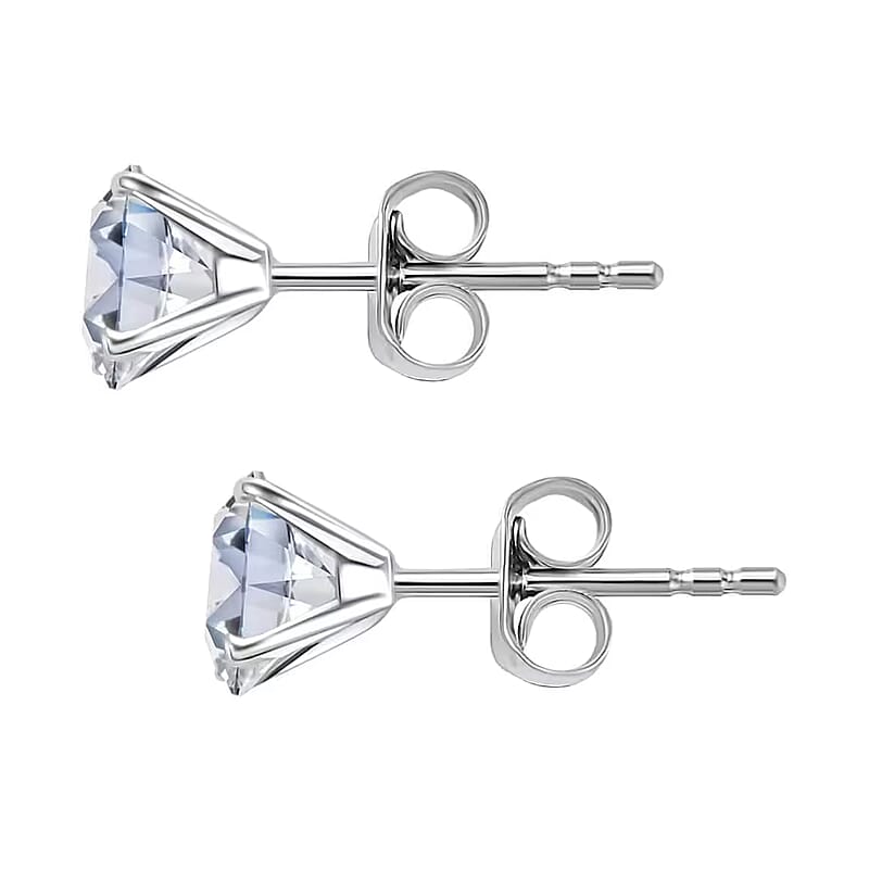 IGI Certified Luxuriant Lab Grown Diamond E-F VS 2.10 ctw Solitaire Stud Earrings in 10K White Gold