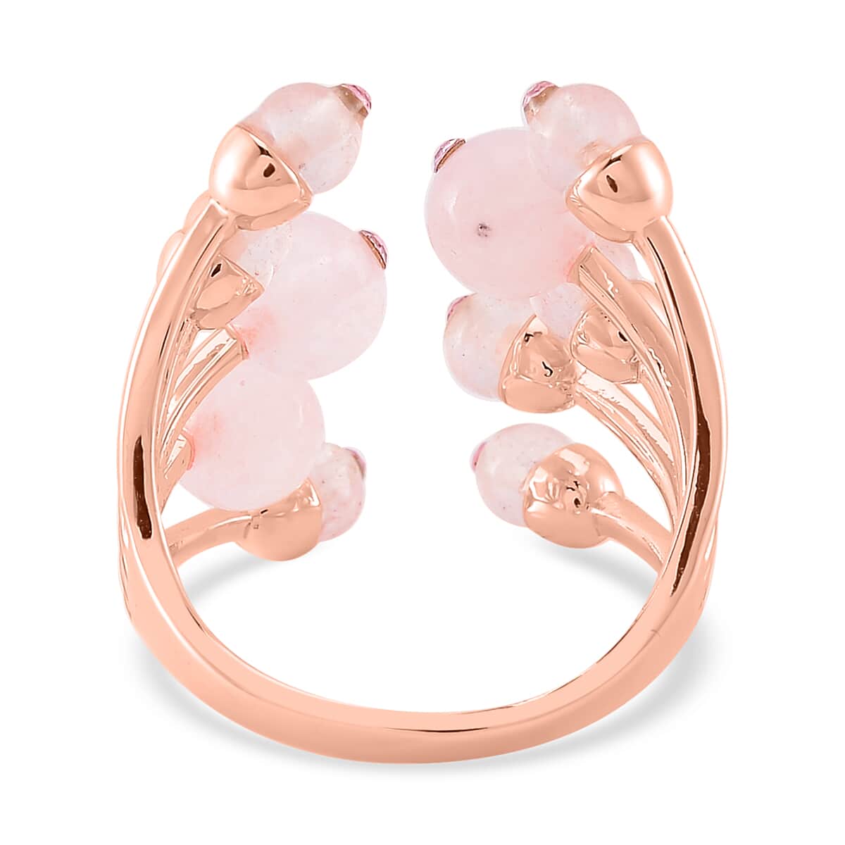 Galilea Rose Quartz and Pink Austrian Crystal 3.00 ctw Adjustable Ring in Silvertone (Size 7-9) image number 4