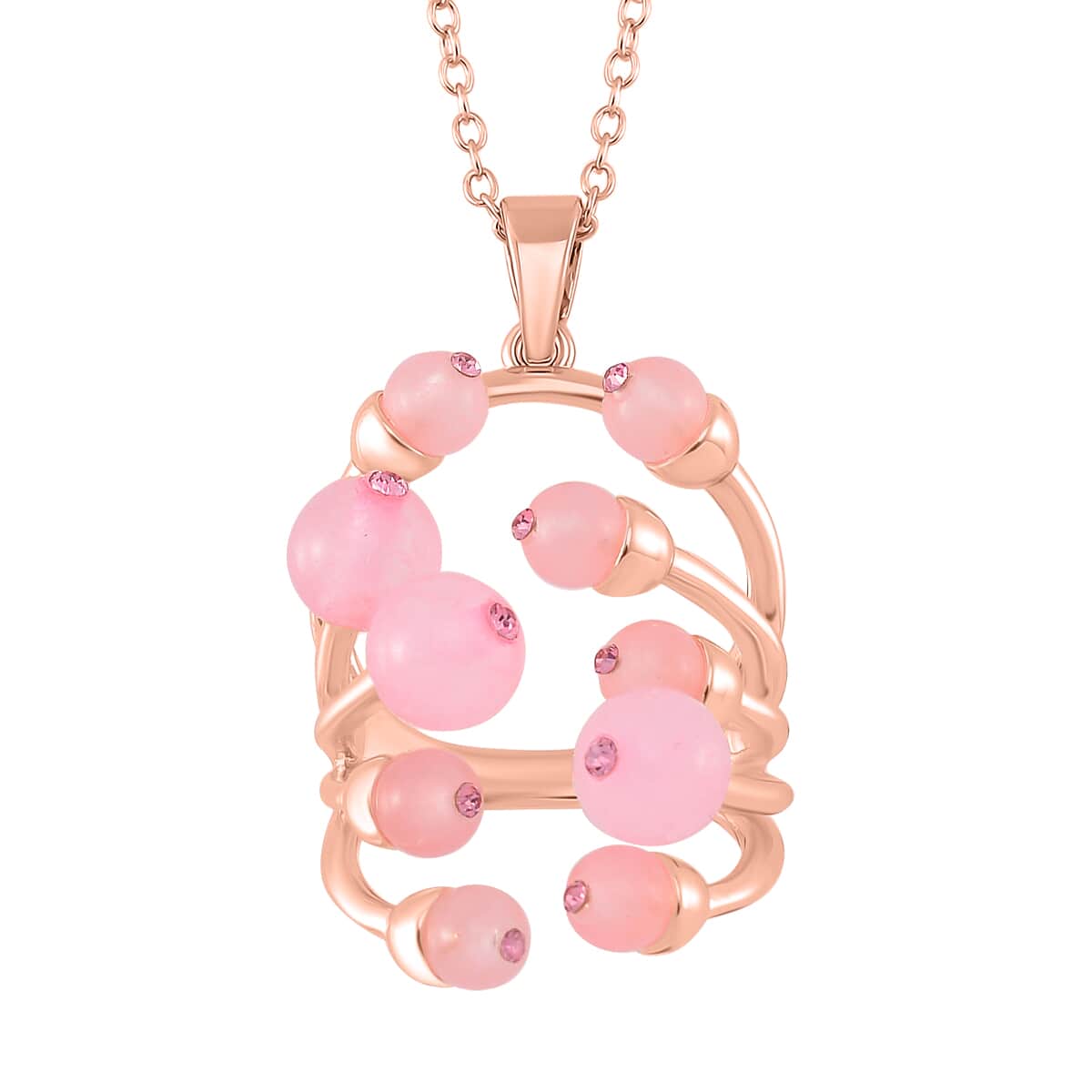 Galilea Rose Quartz and Pink Austrian Crystal 3.00 ctw Necklace in Rosetone 20 Inches image number 0