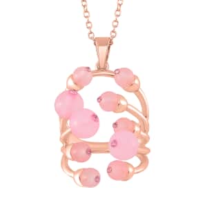 Galilea Rose Quartz and Pink Austrian Crystal 3.00 ctw Necklace in Rosetone 20 Inches