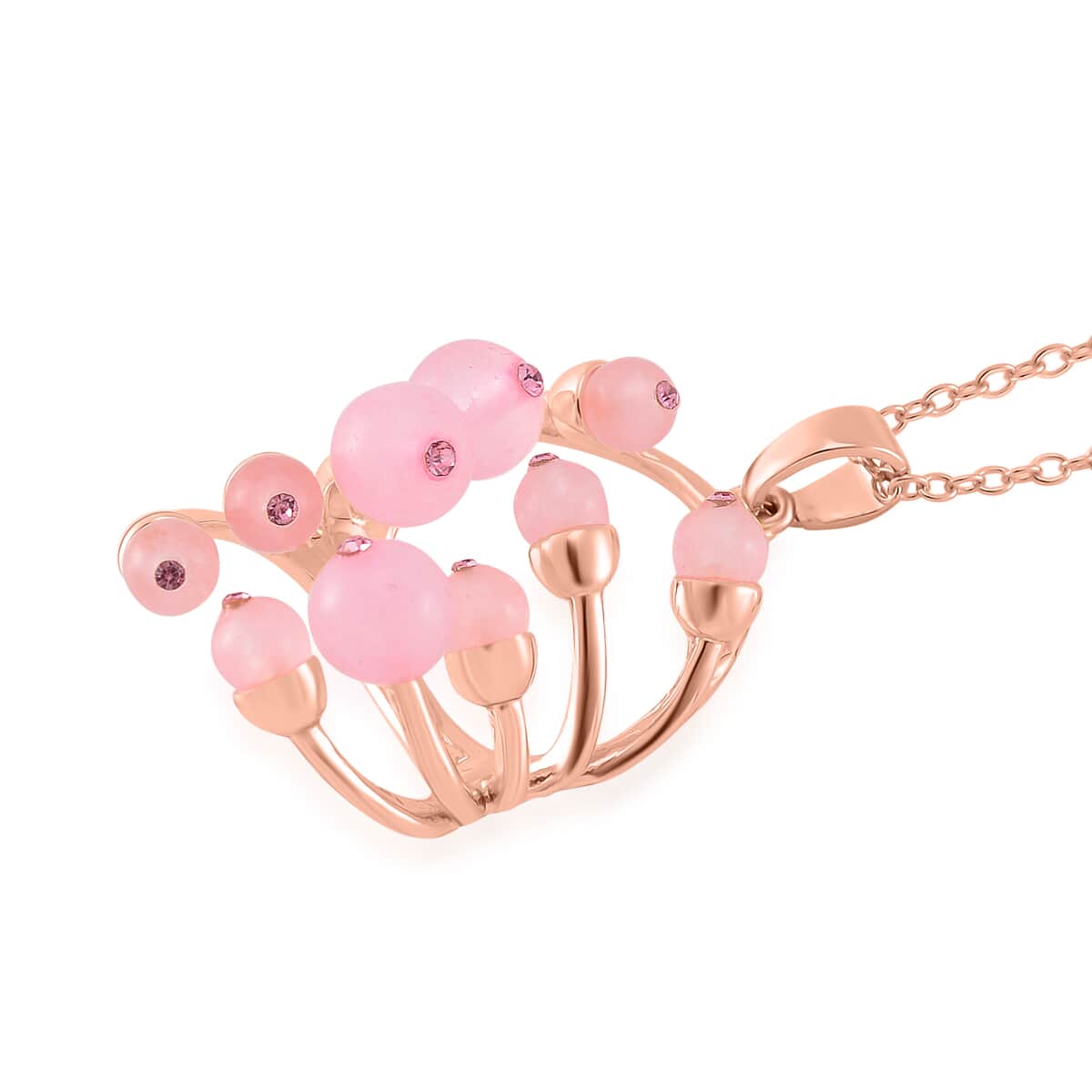 Galilea Rose Quartz and Pink Austrian Crystal 3.00 ctw Necklace in Rosetone 20 Inches image number 3