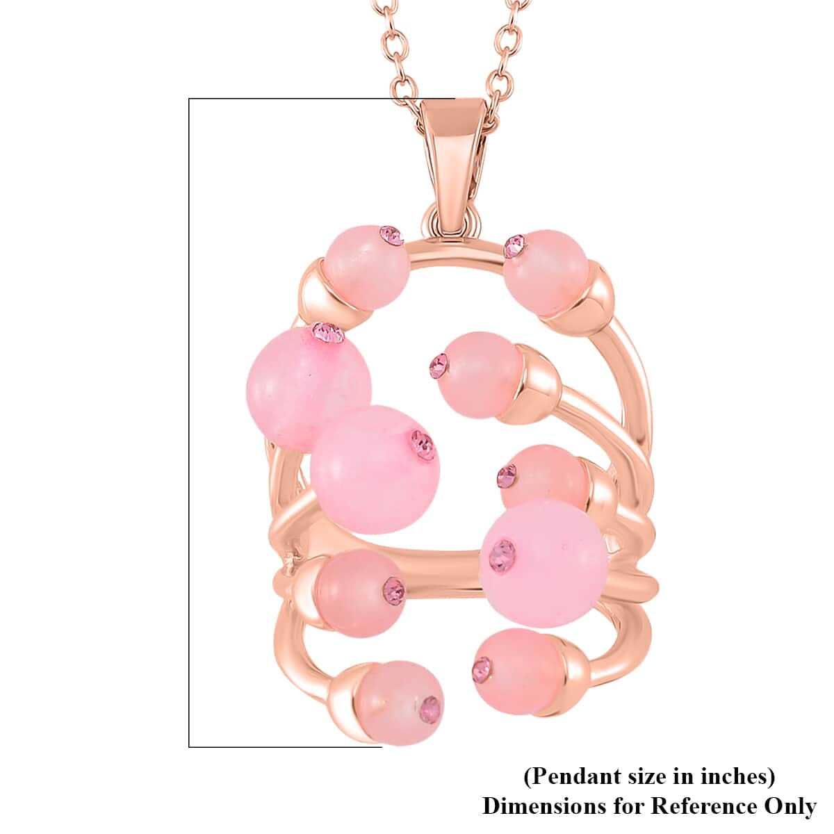 Galilea Rose Quartz and Pink Austrian Crystal 3.00 ctw Necklace in Rosetone 20 Inches image number 6