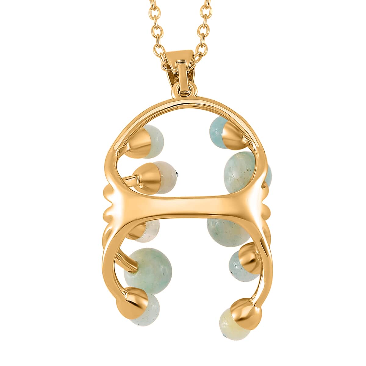 Amazonite and Blue Austrian Crystal 3.00 ctw Necklace in Goldtone 20 Inches image number 4