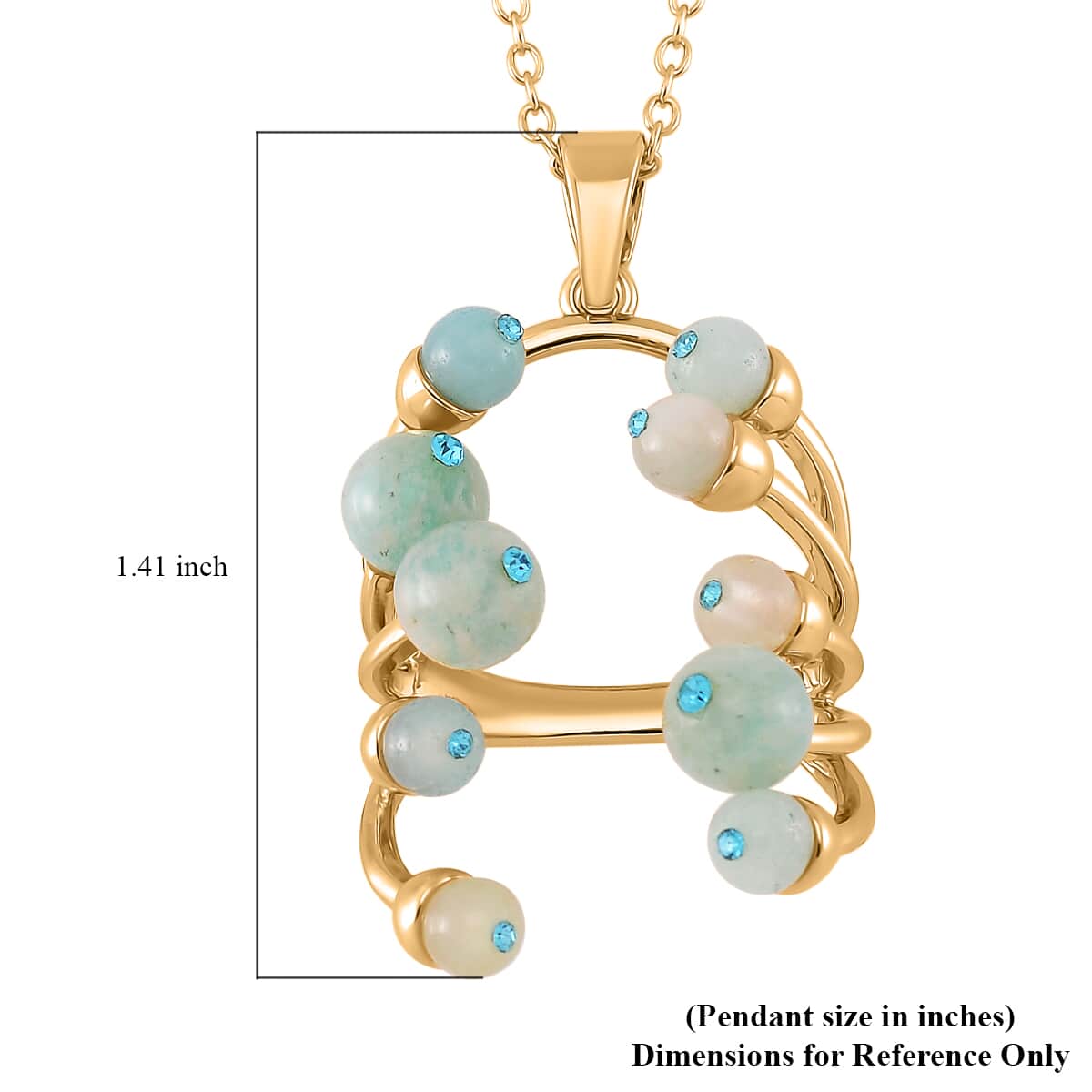 Amazonite and Blue Austrian Crystal 3.00 ctw Necklace in Goldtone 20 Inches image number 6