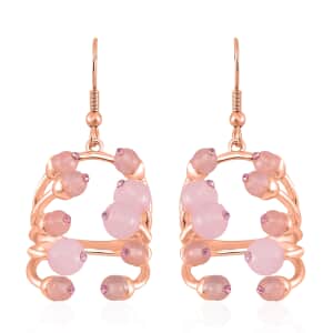 Galilea Rose Quartz and Pink Austrian Crystal 3.00 ctw Earrings in Rosetone