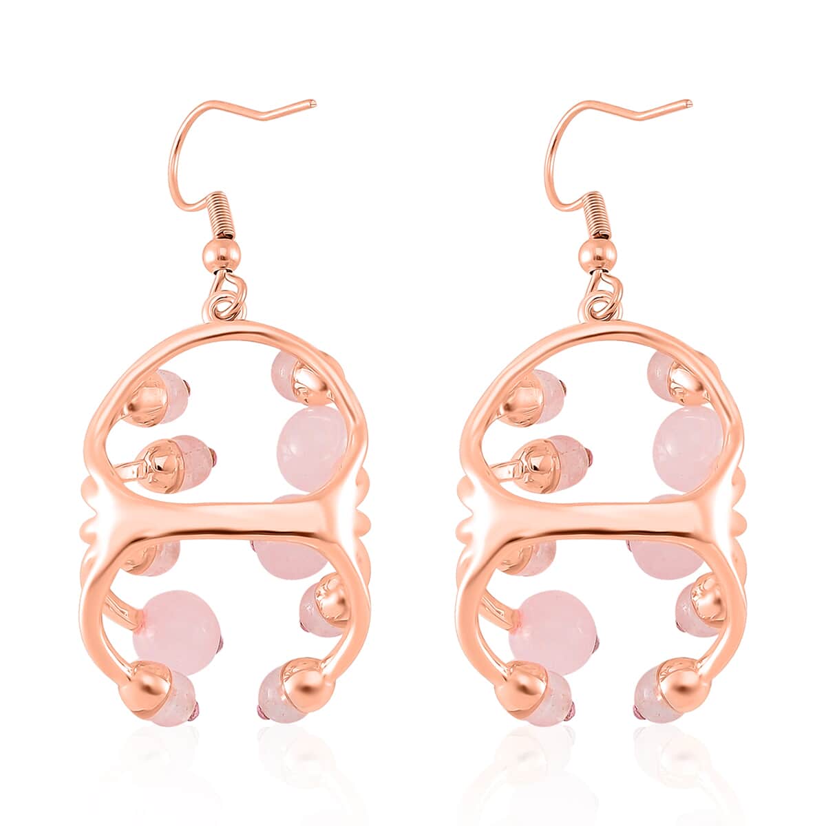 Galilea Rose Quartz and Pink Austrian Crystal 3.00 ctw Earrings in Rosetone image number 4