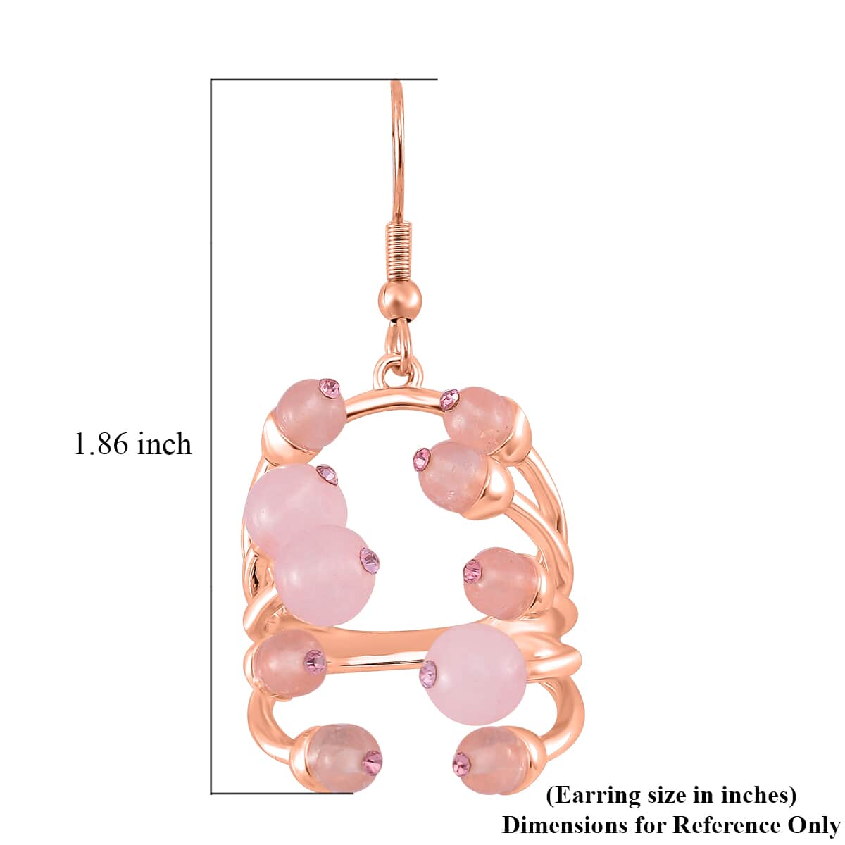 Galilea Rose Quartz and Pink Austrian Crystal 3.00 ctw Earrings in Rosetone image number 5