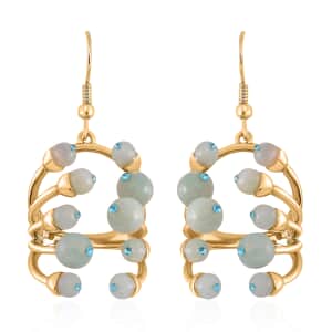 Amazonite and Blue Austrian Crystal 3.00 ctw Earrings in Goldtone