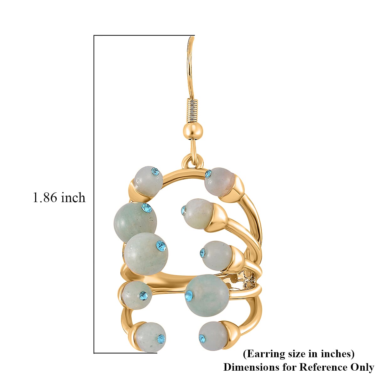Amazonite and Blue Austrian Crystal 3.00 ctw Earrings in Goldtone