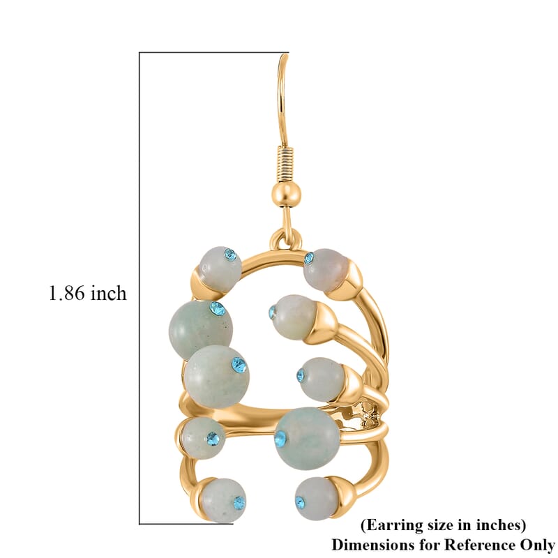 Amazonite and Blue Austrian Crystal 3.00 ctw Earrings in Goldtone