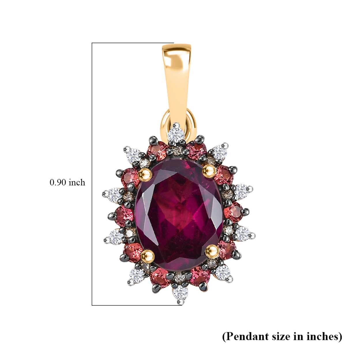 Doorbuster Luxoro AAA Radiant Amber Garnet, AAA Padparadscha Sapphire, Natural Champagne Diamond 2.90 ctw Royal Bloom Pendant in 10K Yellow Gold  image number 4