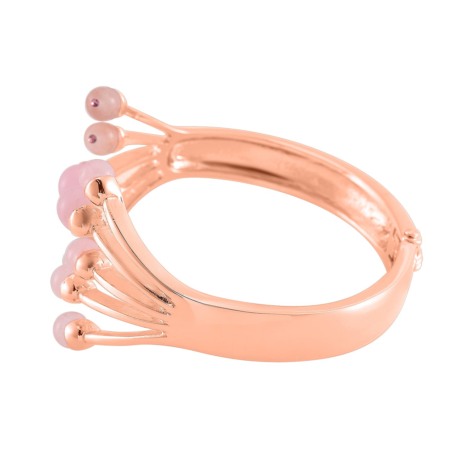 Galilea Rose Quartz and Pink Austrian Crystal 3.00 ctw Cuff Bracelet (7.00 In) in Rosetone