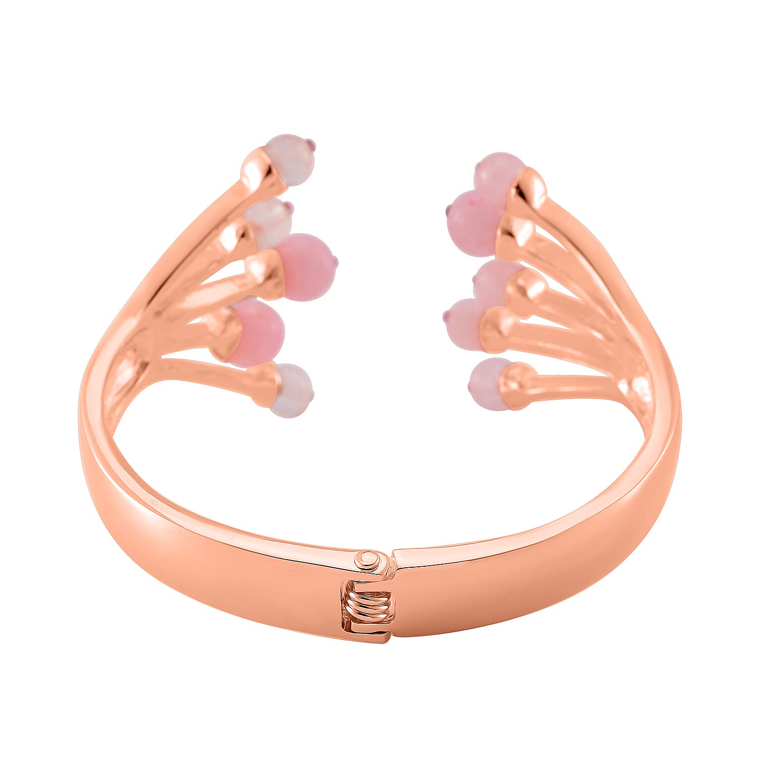 Galilea Rose Quartz and Pink Austrian Crystal 3.00 ctw Cuff Bracelet (7.00 In) in Rosetone
