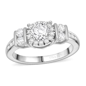 Moissanite 1.10 ctw Ring in Rhodium Over Sterling Silver (Size 10.0) 