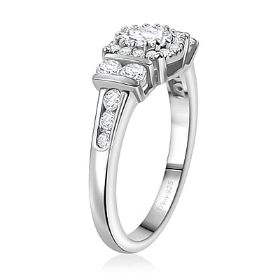 D'Joy Moissanite 1.10 ctw Ring in Rhodium Over Sterling Silver (Size 10.0) 
