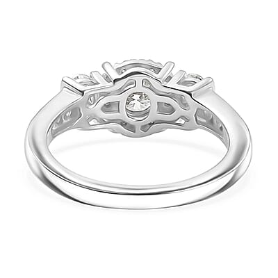 D'Joy Moissanite 1.10 ctw Ring in Rhodium Over Sterling Silver (Size 10.0) 