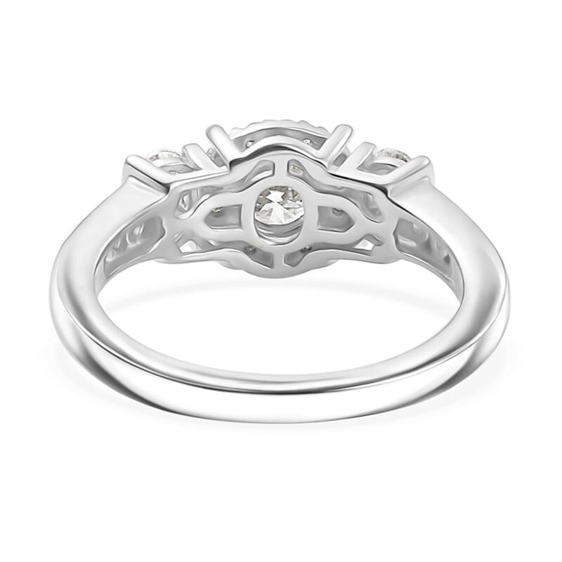 D'Joy Moissanite 1.10 ctw Ring in Rhodium Over Sterling Silver (Size 10.0) 