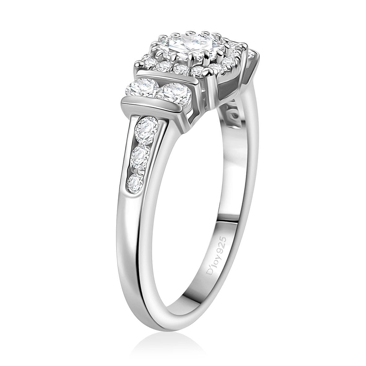 D'Joy Moissanite 1.10 ctw Ring in Rhodium Over Sterling Silver (Size 7.0)  image number 3