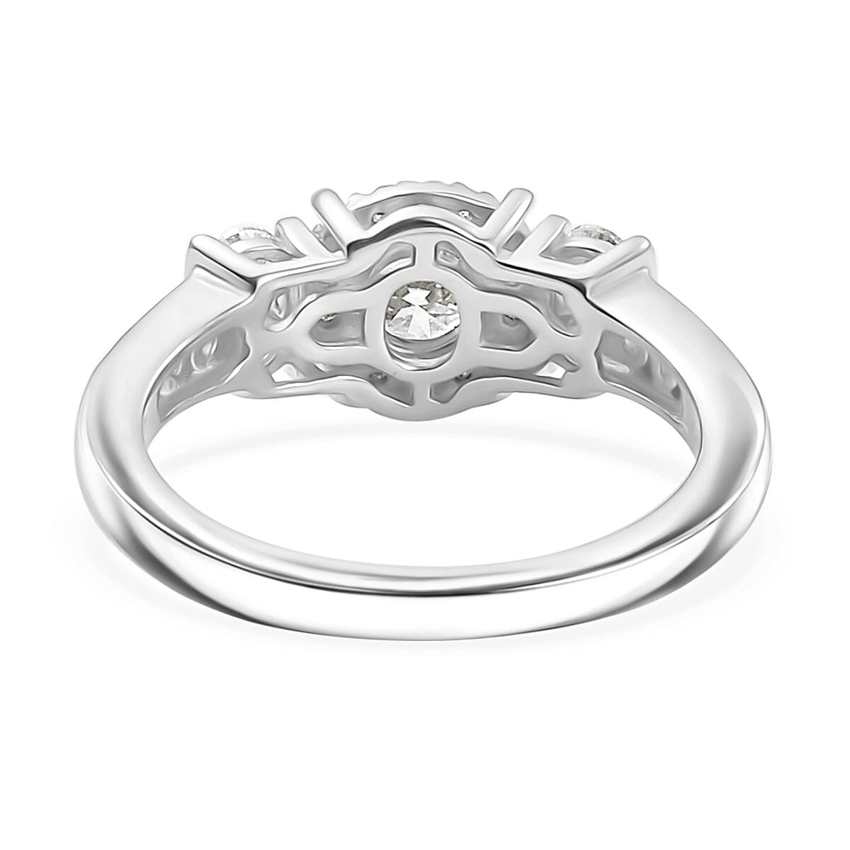 D'Joy Moissanite 1.10 ctw Ring in Rhodium Over Sterling Silver (Size 7.0)  image number 4