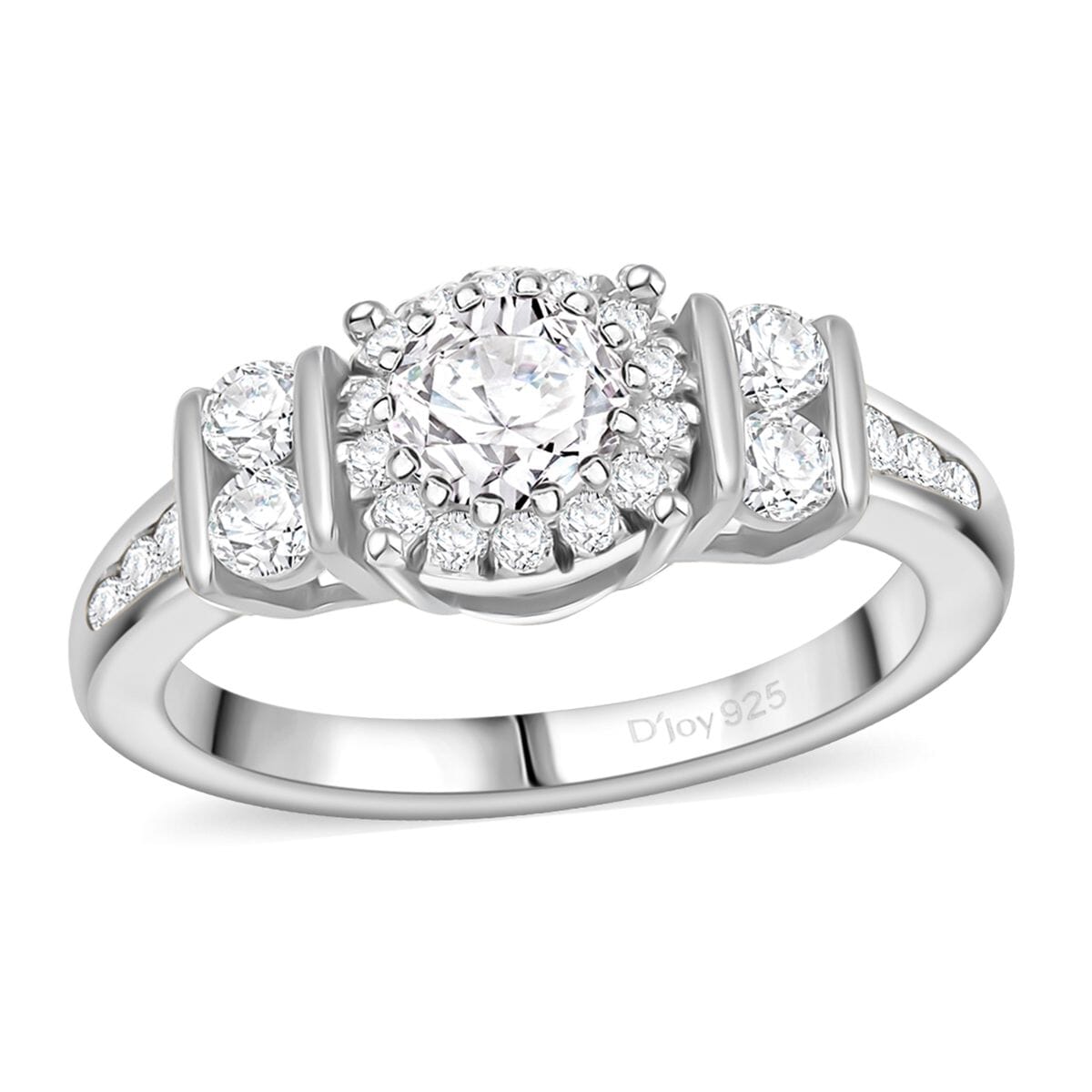 Moissanite 1.10 ctw Ring in Rhodium Over Sterling Silver (Size 9.0)  image number 0