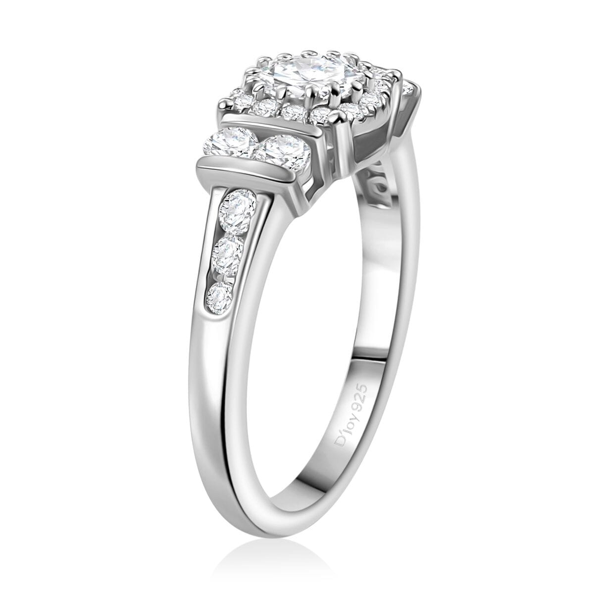 Moissanite 1.10 ctw Ring in Rhodium Over Sterling Silver (Size 9.0)  image number 3
