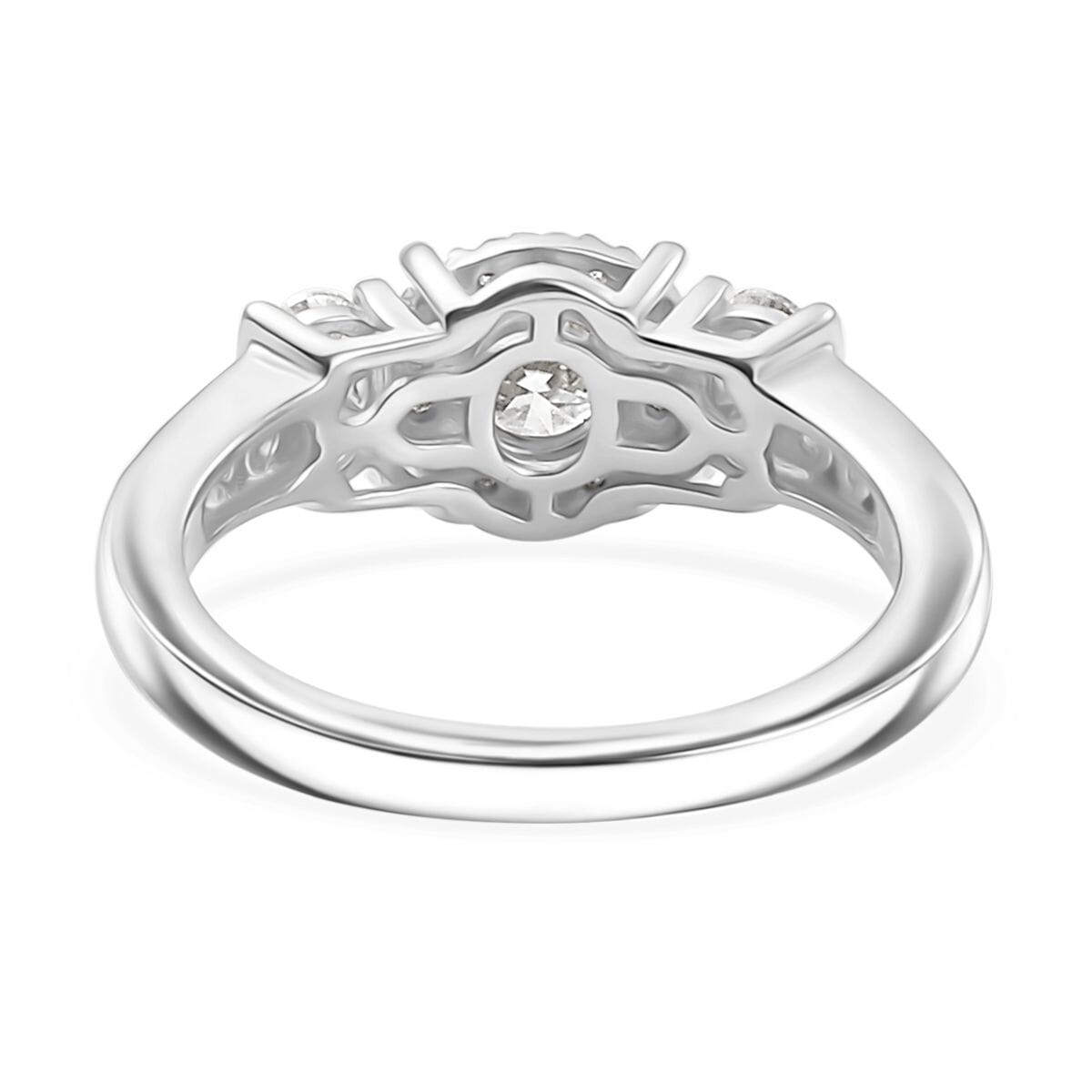 Moissanite 1.10 ctw Ring in Rhodium Over Sterling Silver (Size 9.0)  image number 4