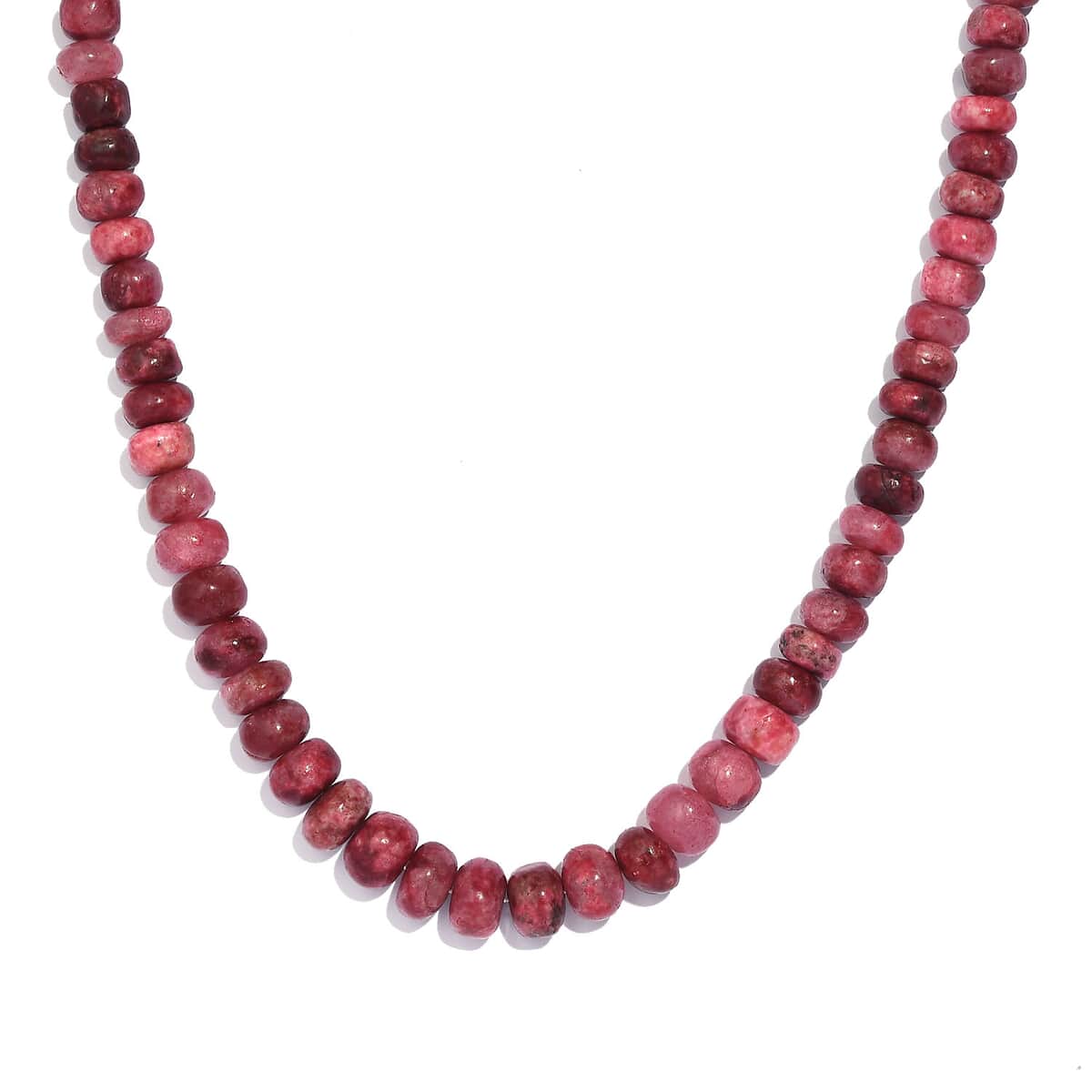 Norwegian Thulite Beaded 160.00 ctw Necklace in Stainless Steel 18 Inches (Del. in 10-12 Days) image number 0