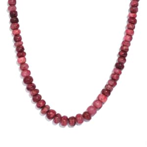 Norwegian Thulite Beaded 160.00 ctw Necklace in Stainless Steel 18 Inches (Del. in 10-12 Days)