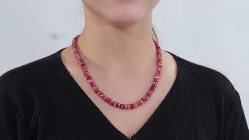 Norwegian Thulite Beaded 160.00 ctw Necklace in Stainless Steel 18-20 Inches