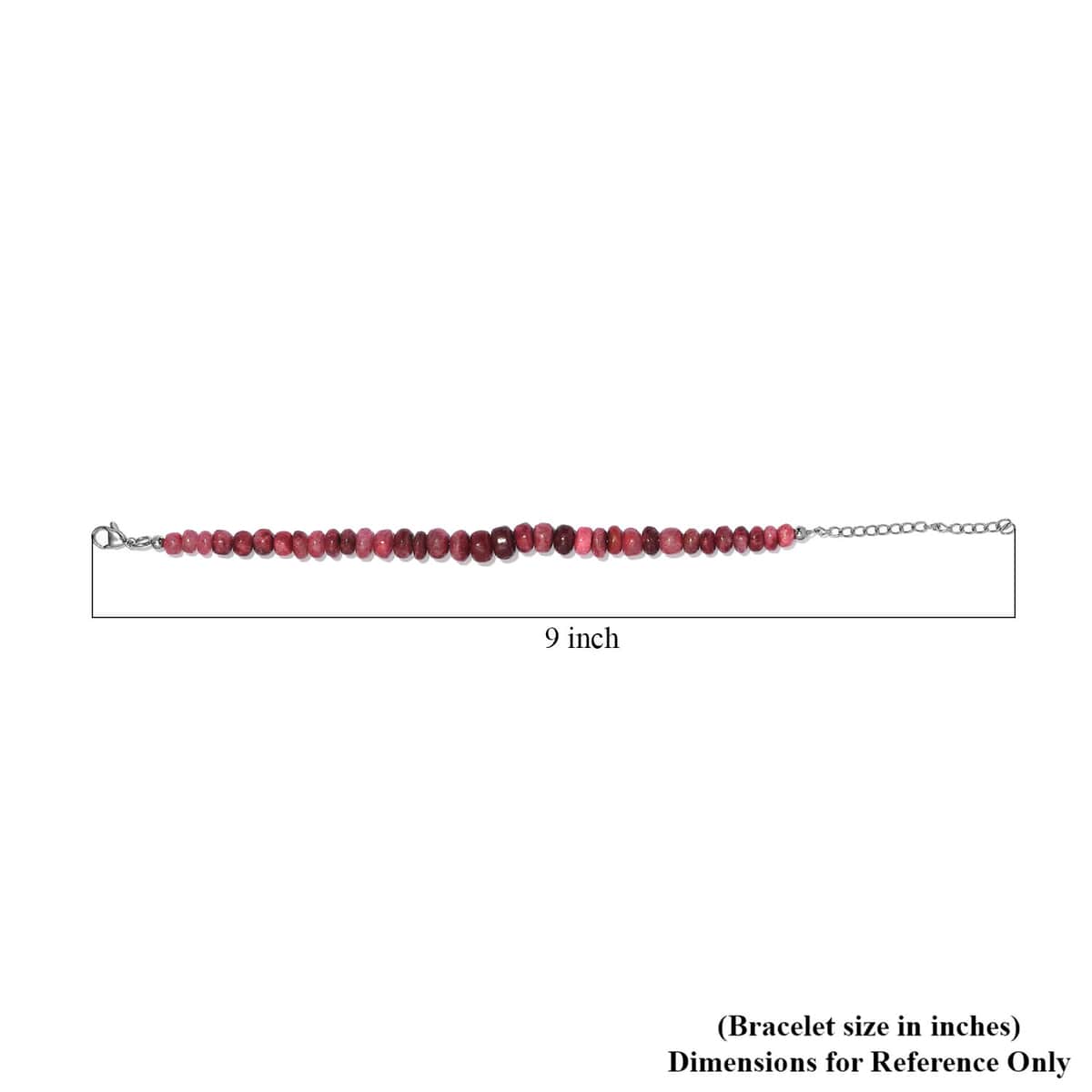 Norwegian Thulite 65.00 ctw Beaded Bracelet in Stainless Steel (6.50-8.0In) (Del. in 10-12 Days) image number 4