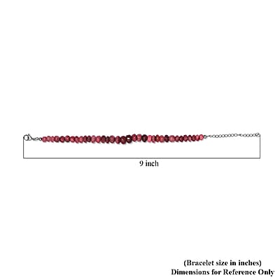 Norwegian Thulite 65.00 ctw Beaded Bracelet in Stainless Steel (6.50-8.0In)